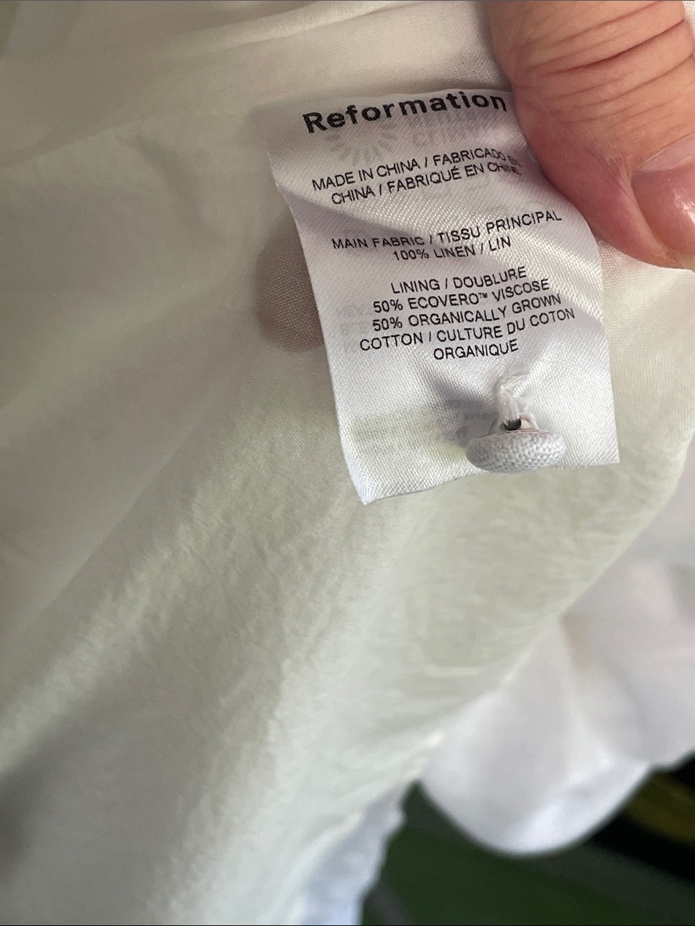 WHITE LINEN REFORMATION DRESS BUCATINI SZ 10 - Picture 9 of 9